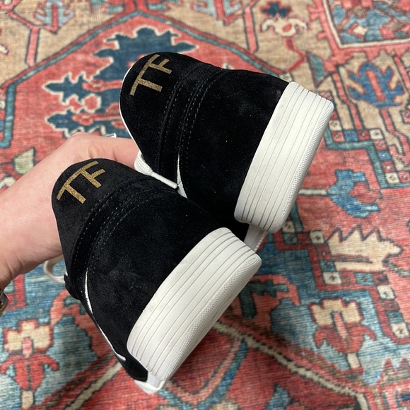 NWT TOM FORD Suede Leather Low Top Sneakers in Black size 12 - Picture 10 of 13